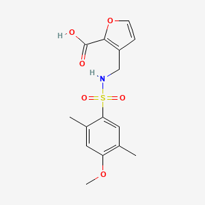 molecular formula C15H17NO6S B7444530 3-[[(4-Methoxy-2,5-dimethylphenyl)sulfonylamino]methyl]furan-2-carboxylic acid 