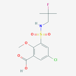 molecular formula C12H15ClFNO5S B7444555 5-Chloro-3-[(2-fluoro-2-methylpropyl)sulfamoyl]-2-methoxybenzoic acid 