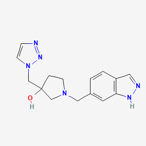 molecular formula C15H18N6O B7444567 1-(1H-indazol-6-ylmethyl)-3-(triazol-1-ylmethyl)pyrrolidin-3-ol 