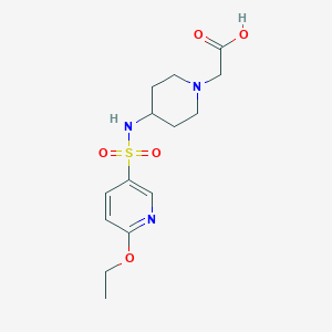 molecular formula C14H21N3O5S B7444572 2-[4-[(6-Ethoxypyridin-3-yl)sulfonylamino]piperidin-1-yl]acetic acid 