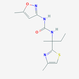 molecular formula C13H18N4O2S B7444605 1-(5-Methyl-1,2-oxazol-3-yl)-3-[2-(4-methyl-1,3-thiazol-2-yl)butan-2-yl]urea 