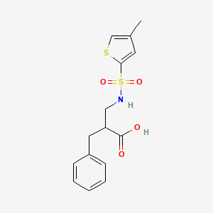 molecular formula C15H17NO4S2 B7444624 2-Benzyl-3-[(4-methylthiophen-2-yl)sulfonylamino]propanoic acid 