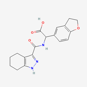 molecular formula C18H19N3O4 B7444657 2-(2,3-dihydro-1-benzofuran-5-yl)-2-(4,5,6,7-tetrahydro-1H-indazole-3-carbonylamino)acetic acid 