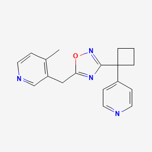 molecular formula C18H18N4O B7444753 5-[(4-Methylpyridin-3-yl)methyl]-3-(1-pyridin-4-ylcyclobutyl)-1,2,4-oxadiazole 