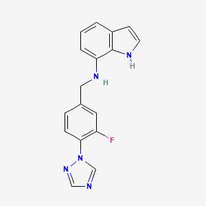 molecular formula C17H14FN5 B7444769 N-[[3-fluoro-4-(1,2,4-triazol-1-yl)phenyl]methyl]-1H-indol-7-amine 