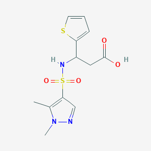 3-[(1,5-Dimethylpyrazol-4-yl)sulfonylamino]-3-thiophen-2-ylpropanoic acid