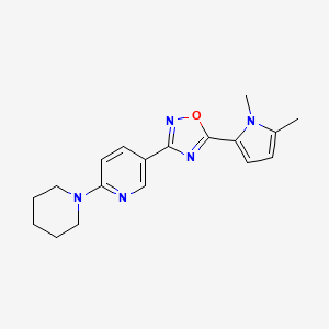 molecular formula C18H21N5O B7444844 5-(1,5-Dimethylpyrrol-2-yl)-3-(6-piperidin-1-ylpyridin-3-yl)-1,2,4-oxadiazole 