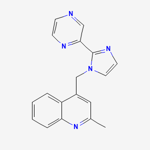 molecular formula C18H15N5 B7444906 2-Methyl-4-[(2-pyrazin-2-ylimidazol-1-yl)methyl]quinoline 