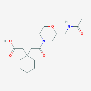 molecular formula C17H28N2O5 B7444912 2-[1-[2-[2-(Acetamidomethyl)morpholin-4-yl]-2-oxoethyl]cyclohexyl]acetic acid 