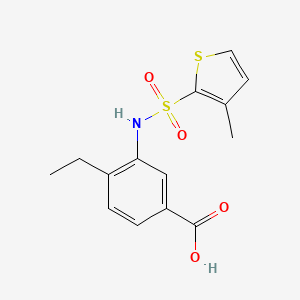 molecular formula C14H15NO4S2 B7444915 4-Ethyl-3-[(3-methylthiophen-2-yl)sulfonylamino]benzoic acid 