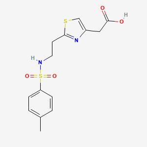 molecular formula C14H16N2O4S2 B7444923 2-[2-[2-[(4-Methylphenyl)sulfonylamino]ethyl]-1,3-thiazol-4-yl]acetic acid 