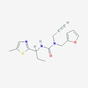 molecular formula C16H19N3O2S B7444948 1-(Furan-2-ylmethyl)-3-[1-(5-methyl-1,3-thiazol-2-yl)propyl]-1-prop-2-ynylurea 