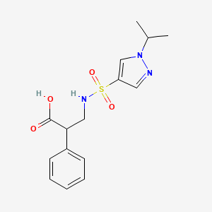 molecular formula C15H19N3O4S B7444978 2-Phenyl-3-[(1-propan-2-ylpyrazol-4-yl)sulfonylamino]propanoic acid 