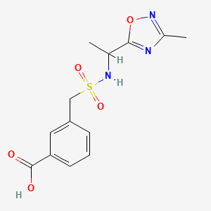 molecular formula C13H15N3O5S B7444987 3-[1-(3-Methyl-1,2,4-oxadiazol-5-yl)ethylsulfamoylmethyl]benzoic acid 