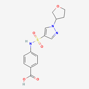 molecular formula C14H15N3O5S B7445137 4-[[1-(Oxolan-3-yl)pyrazol-4-yl]sulfonylamino]benzoic acid 