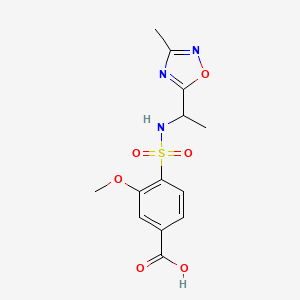 molecular formula C13H15N3O6S B7445238 3-Methoxy-4-[1-(3-methyl-1,2,4-oxadiazol-5-yl)ethylsulfamoyl]benzoic acid 