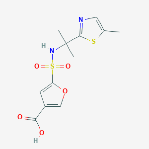 molecular formula C12H14N2O5S2 B7445243 5-[2-(5-Methyl-1,3-thiazol-2-yl)propan-2-ylsulfamoyl]furan-3-carboxylic acid 