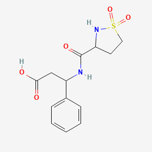 molecular formula C13H16N2O5S B7445273 3-[(1,1-Dioxo-1,2-thiazolidine-3-carbonyl)amino]-3-phenylpropanoic acid 