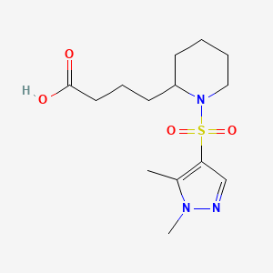 molecular formula C14H23N3O4S B7445305 4-[1-(1,5-Dimethylpyrazol-4-yl)sulfonylpiperidin-2-yl]butanoic acid 