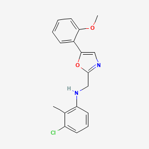 molecular formula C18H17ClN2O2 B7445309 3-chloro-N-[[5-(2-methoxyphenyl)-1,3-oxazol-2-yl]methyl]-2-methylaniline 