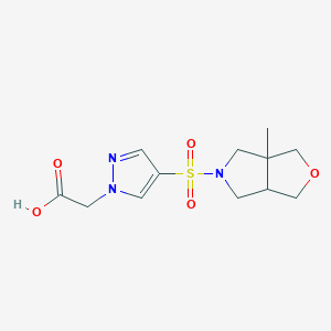 molecular formula C12H17N3O5S B7445313 2-[4-[(3a-methyl-3,4,6,6a-tetrahydro-1H-furo[3,4-c]pyrrol-5-yl)sulfonyl]pyrazol-1-yl]acetic acid 