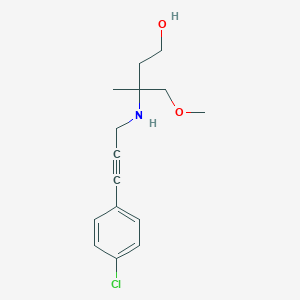 molecular formula C15H20ClNO2 B7445366 3-[3-(4-Chlorophenyl)prop-2-ynylamino]-4-methoxy-3-methylbutan-1-ol 