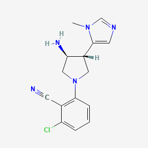 molecular formula C15H16ClN5 B7445409 2-[(3S,4R)-3-amino-4-(3-methylimidazol-4-yl)pyrrolidin-1-yl]-6-chlorobenzonitrile 