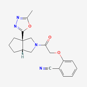 molecular formula C19H20N4O3 B7445422 2-[2-[(3aR,6aR)-3a-(5-methyl-1,3,4-oxadiazol-2-yl)-1,3,4,5,6,6a-hexahydrocyclopenta[c]pyrrol-2-yl]-2-oxoethoxy]benzonitrile 