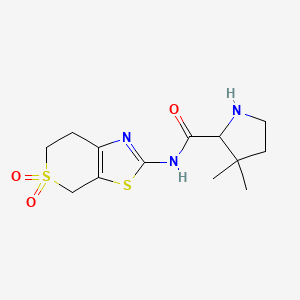 N-(5,5-dioxo-6,7-dihydro-4H-thiopyrano[4,3-d][1,3]thiazol-2-yl)-3,3-dimethylpyrrolidine-2-carboxamide