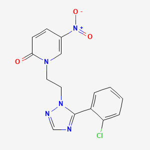 molecular formula C15H12ClN5O3 B7445459 1-[2-[5-(2-Chlorophenyl)-1,2,4-triazol-1-yl]ethyl]-5-nitropyridin-2-one 