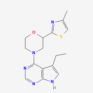 4-(5-ethyl-7H-pyrrolo[2,3-d]pyrimidin-4-yl)-2-(4-methyl-1,3-thiazol-2-yl)morpholine