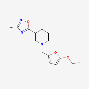 molecular formula C15H21N3O3 B7445488 5-[1-[(5-Ethoxyfuran-2-yl)methyl]piperidin-3-yl]-3-methyl-1,2,4-oxadiazole 