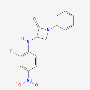 molecular formula C15H12FN3O3 B7445511 3-[(2-Fluoro-4-nitrophenyl)amino]-1-phenylazetidin-2-one 