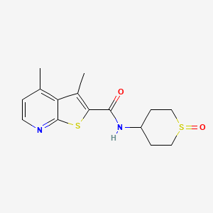 3,4-dimethyl-N-(1-oxothian-4-yl)thieno[2,3-b]pyridine-2-carboxamide