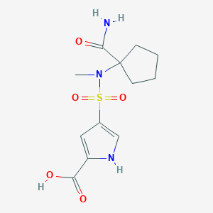 molecular formula C12H17N3O5S B7445546 4-[(1-carbamoylcyclopentyl)-methylsulfamoyl]-1H-pyrrole-2-carboxylic acid 