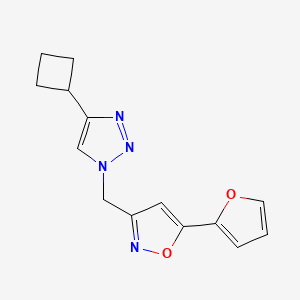 molecular formula C14H14N4O2 B7445627 3-[(4-Cyclobutyltriazol-1-yl)methyl]-5-(furan-2-yl)-1,2-oxazole 