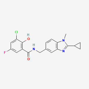 3-chloro-N-[(2-cyclopropyl-1-methylbenzimidazol-5-yl)methyl]-5-fluoro-2-hydroxybenzamide