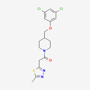 molecular formula C17H19Cl2N3O2S B7445681 1-[4-[(3,5-Dichlorophenoxy)methyl]piperidin-1-yl]-2-(5-methyl-1,3,4-thiadiazol-2-yl)ethanone 