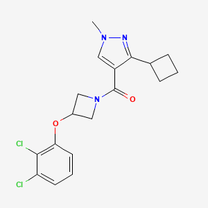 molecular formula C18H19Cl2N3O2 B7445701 (3-Cyclobutyl-1-methylpyrazol-4-yl)-[3-(2,3-dichlorophenoxy)azetidin-1-yl]methanone 