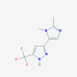 molecular formula C9H9F3N4 B7445746 1,2-dimethyl-5-[5-(trifluoromethyl)-1H-pyrazol-3-yl]imidazole 