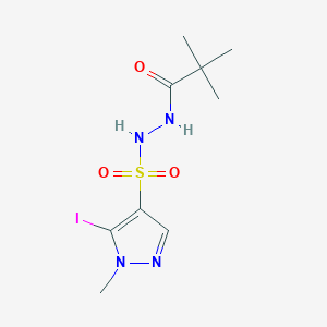 molecular formula C9H15IN4O3S B7445772 N'-(5-iodo-1-methylpyrazol-4-yl)sulfonyl-2,2-dimethylpropanehydrazide 