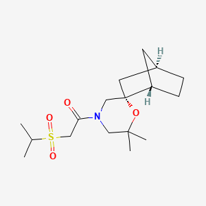 molecular formula C17H29NO4S B7445902 1-[(1S,2R,4R)-6',6'-dimethylspiro[bicyclo[2.2.1]heptane-2,2'-morpholine]-4'-yl]-2-propan-2-ylsulfonylethanone 