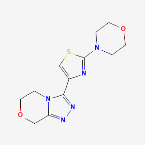 molecular formula C12H15N5O2S B7445932 3-(2-morpholin-4-yl-1,3-thiazol-4-yl)-6,8-dihydro-5H-[1,2,4]triazolo[3,4-c][1,4]oxazine 