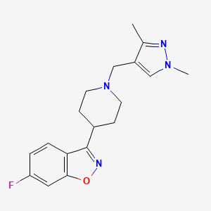 3-[1-[(1,3-Dimethylpyrazol-4-yl)methyl]piperidin-4-yl]-6-fluoro-1,2-benzoxazole