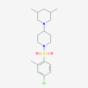 molecular formula C19H29ClN2O2S B7446068 1-[1-(4-Chloro-2-methylphenyl)sulfonylpiperidin-4-yl]-3,5-dimethylpiperidine 