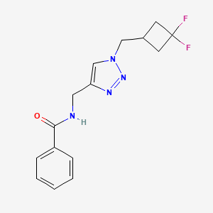 molecular formula C15H16F2N4O B7446087 N-[[1-[(3,3-difluorocyclobutyl)methyl]triazol-4-yl]methyl]benzamide 