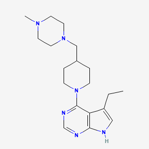 molecular formula C19H30N6 B7446090 5-Ethyl-4-(4-((4-methylpiperazin-1-yl)methyl)piperidin-1-yl)-7H-pyrrolo[2,3-d]pyrimidine 