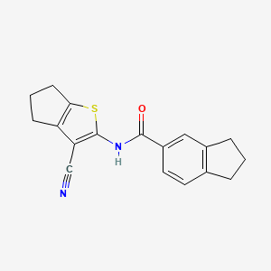 N-(3-cyano-5,6-dihydro-4H-cyclopenta[b]thiophen-2-yl)-2,3-dihydro-1H-indene-5-carboxamide