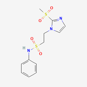 molecular formula C12H15N3O4S2 B7446126 2-(2-methylsulfonylimidazol-1-yl)-N-phenylethanesulfonamide 