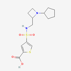 molecular formula C14H20N2O4S2 B7446150 4-[(1-Cyclopentylazetidin-2-yl)methylsulfamoyl]thiophene-2-carboxylic acid 